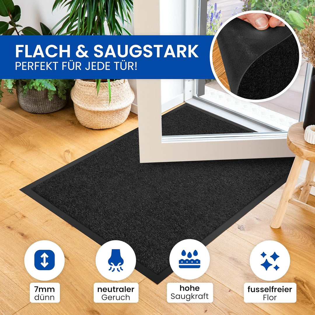 Gentle North Hochwertige Fussmatte schwarz 70x120cm gross für Innen & Aussen - Schmutzfangmatte ruts