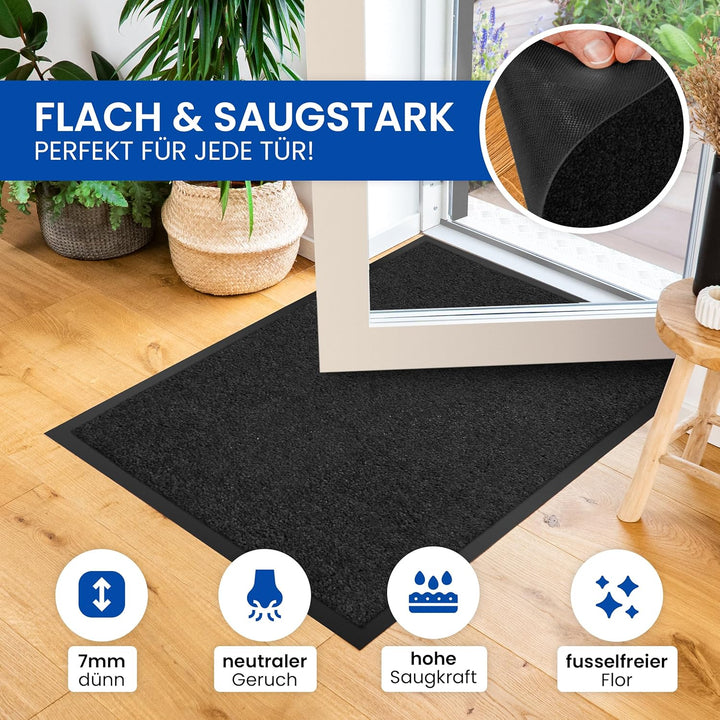 Gentle North Hochwertige Fussmatte schwarz 70x120cm gross für Innen & Aussen - Schmutzfangmatte ruts