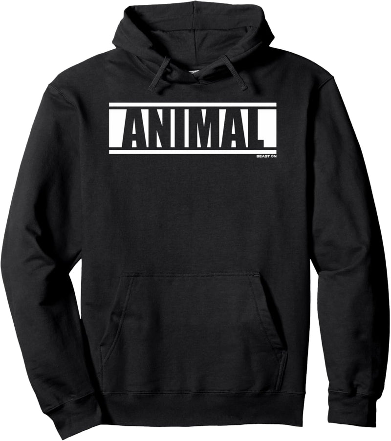 Animal Wort in weiss Fitness Workout Spruch Gym Motivation Pullover Hoodie