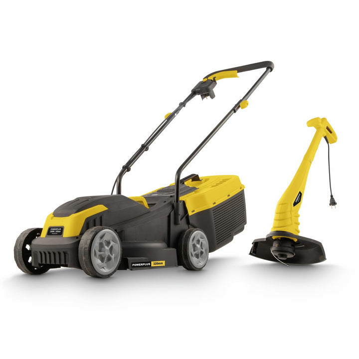 Powerplus Elektrischer Rasenmäher und Rasentrimmer POWXG62205T - Rasenmäher mit 1300 W und 320 mm Ø