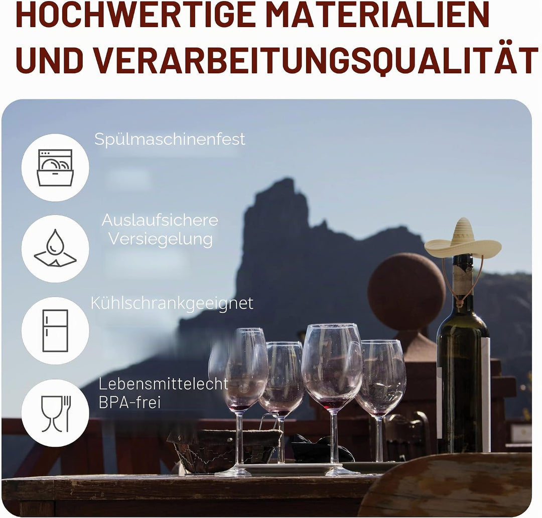 Elcorko Silikon-Weinstopfen mit Sombrero-Design, hält Wein frisch, 3 Stück Elcorko - Pack Of 3, Elco