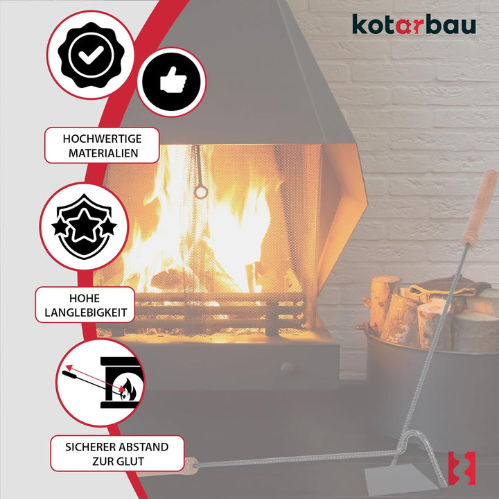KOTARBAU® Kaminbesteck 2-teilig - Schürhaken & Ascheschieber - Kaminofen Holzofen - Besteck Set Schw