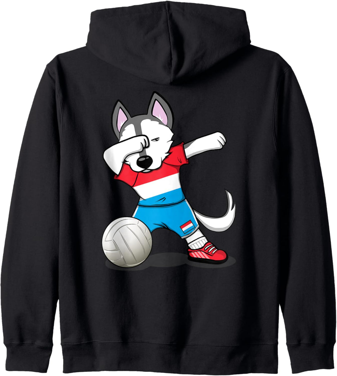 Lustiger Dabbing Husky Hund Luxemburger Volleyball - Flagge Kapuzenjacke