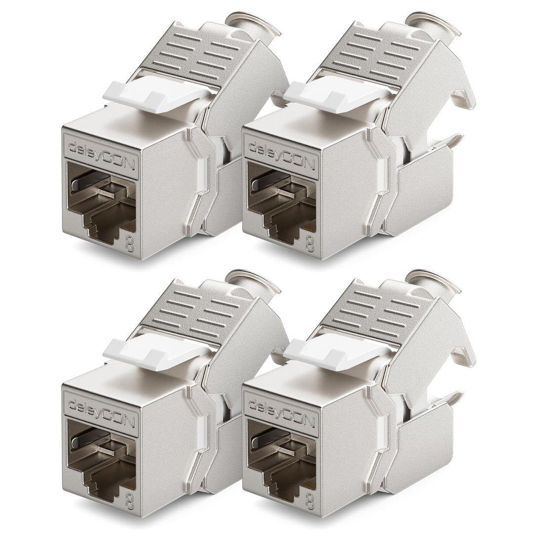 deleyCON 4x CAT 8 Keystone Jack Modul Patchkabel Netzwerkkabel Optimal für CAT8 CAT7 CAT7a Verlegeka