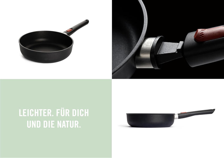Woll Eco Lite QXR Hochrandpfanne - Induktiv - Ø 24 cm, 7 cm hoch, mit abnehmbarem Stiel - Geeignet f
