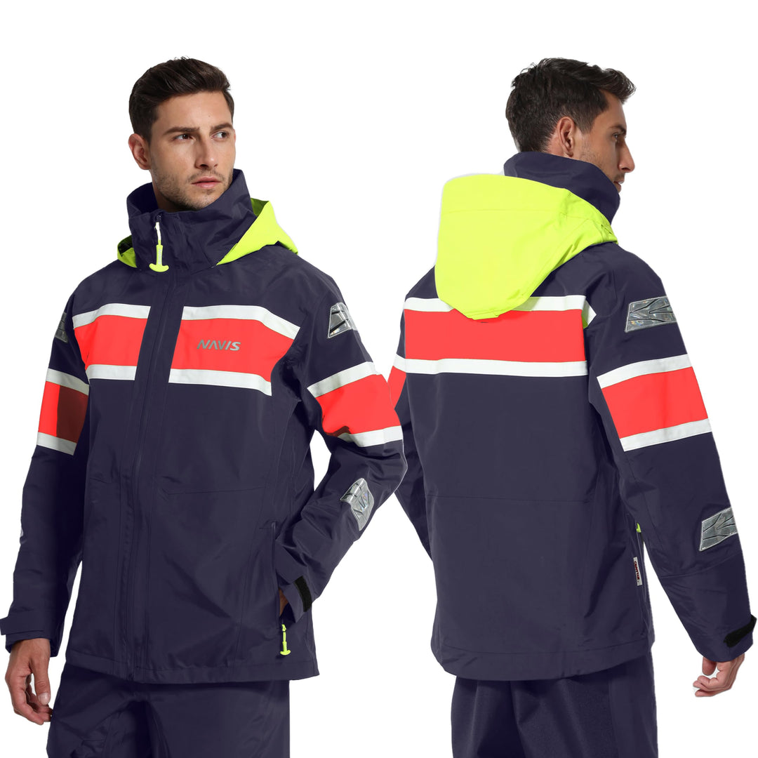 Herren Segeljacke Wasserdicht Nylon Atmungsaktive Offshore - Jacke mit reflektierenden, ideal für Se