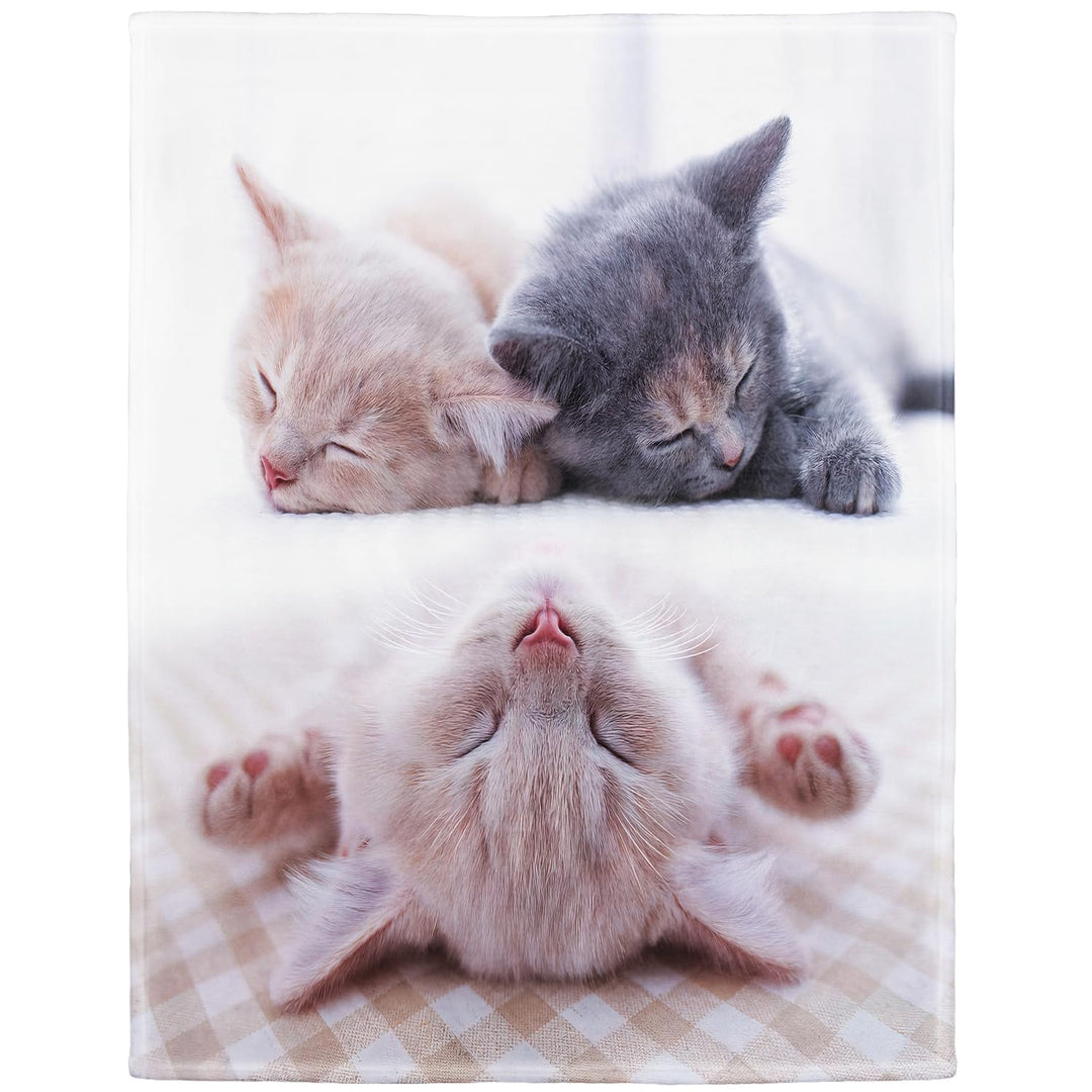 YISUMEI Bedruckte Kuscheldecke Schlafende Katzen Decke Weich Flanell Fleecedecke 150x200 cm 150 x 20