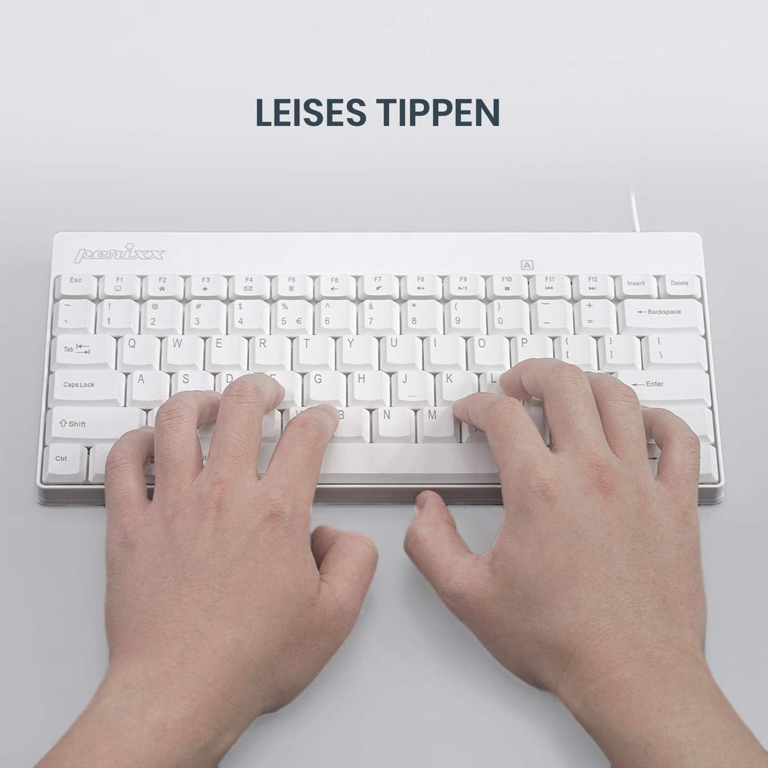 Perixx PERIDUO-212 Kompaktes Mini Tastatur und Maus Set, USB-Kabel, Deutsches Layout, Weiss