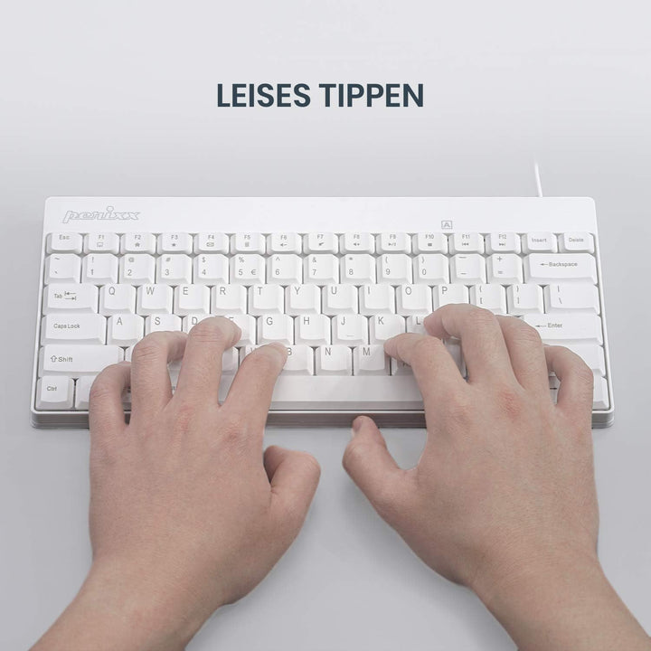Perixx PERIDUO-212 Kompaktes Mini Tastatur und Maus Set, USB-Kabel, Deutsches Layout, Weiss