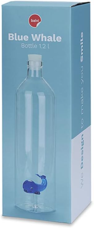 balvi Flasche Atlantis Whale Für Wasser Figur im Inneren fixiert Silizium-Stecker Borosilikat 30 cm