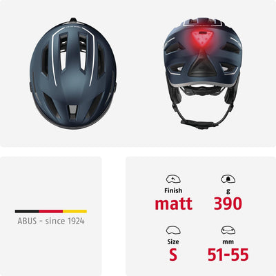 ABUS Stadthelm Pedelec 2.0 ACE - Fahrradhelm mit Rücklicht, Visier, Regenhaube, Ohrenschutz - für Da