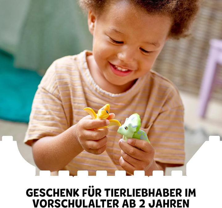 LEGO 10938 DUPLO Jurassic World Dinosaurier Kindergarten mit Baby Dino Figuren und Triceratops, Spie