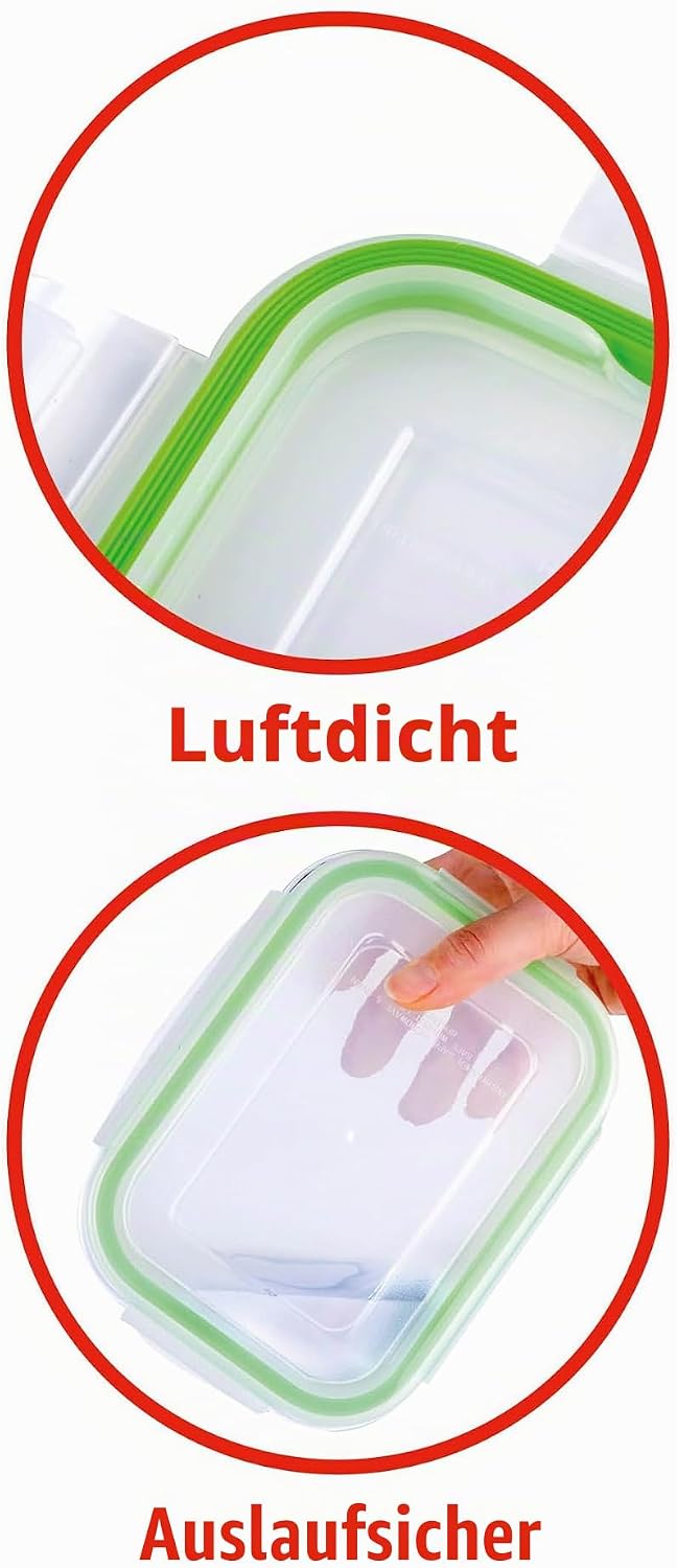 alpina Frischhaltedosen mit Deckel - Glas - 12-Teilig - Glasbehälter - Aufbewahrungsbox - Mikrowelle