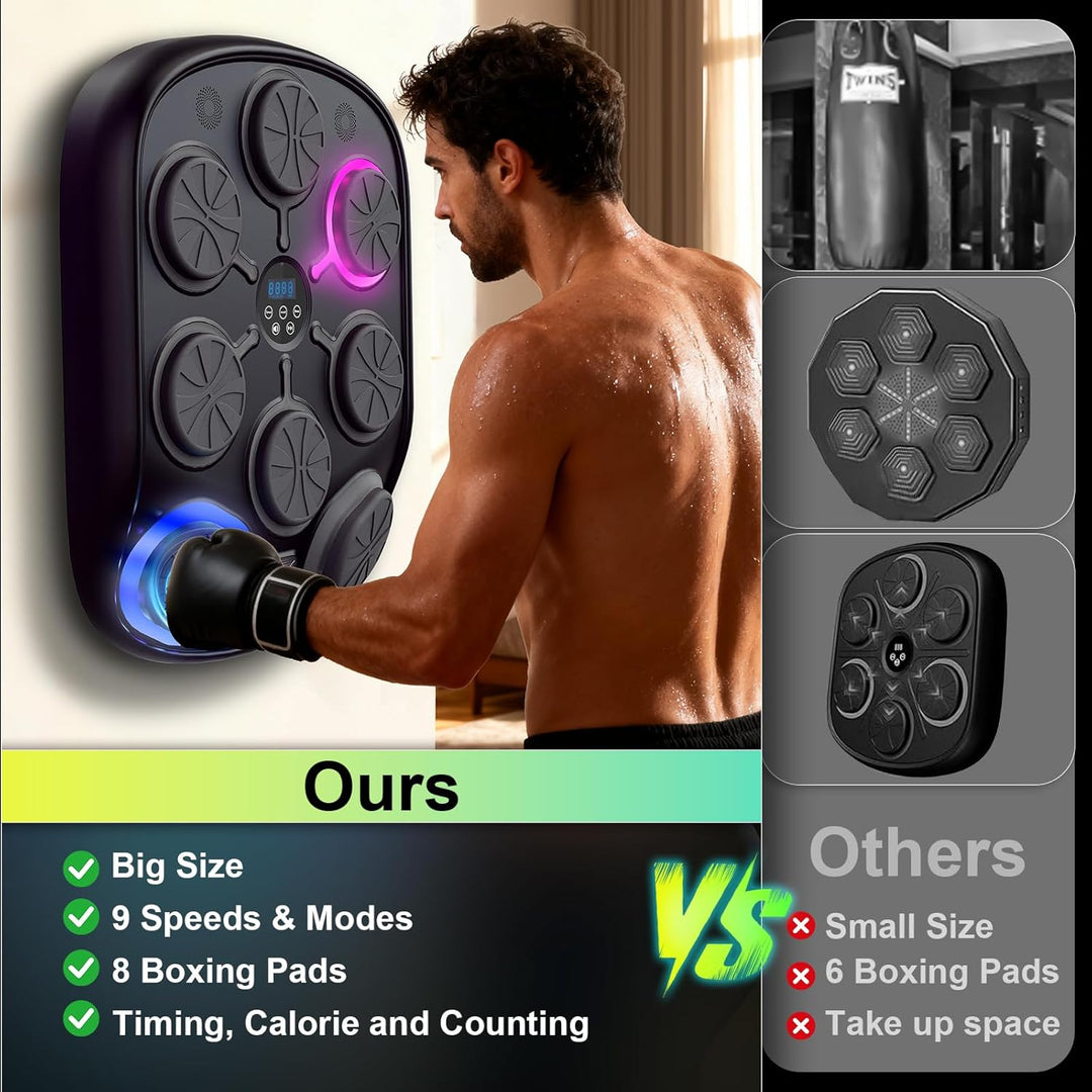 Musik-Boxmaschine für Erwachsene, 6+2 Ziele Bluetooth-Smart-Box-Trainingsgerät mit LED-Leuchten und