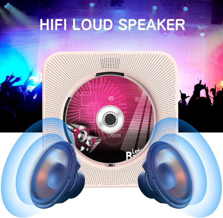 KOVCDVI CD Player mit Lautsprecher CD Player Bluetooth 5.0 CD-Player Desktop mit Fernbedienung Staub