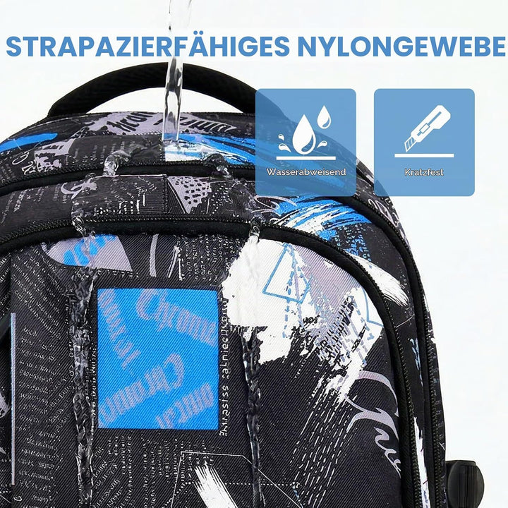 Amythe Schulrucksack Jungen Teenager, Rucksack Schule Gymnasium Oberstufe Schulranzen mit Trolley-Gu