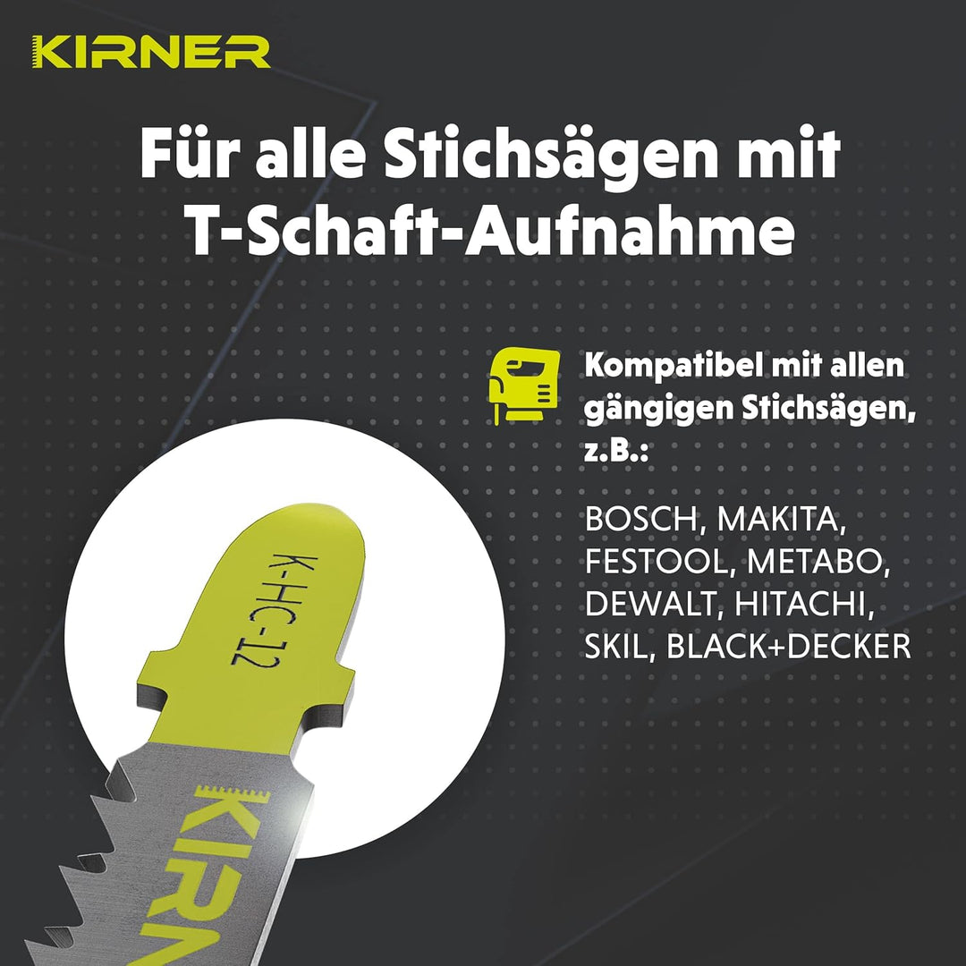 KIRNER Stichsägeblätter Holz 10 Stk [ bis zu 5x mehr Schnitte ] sehr präziser, sauberer Kurvenschnit