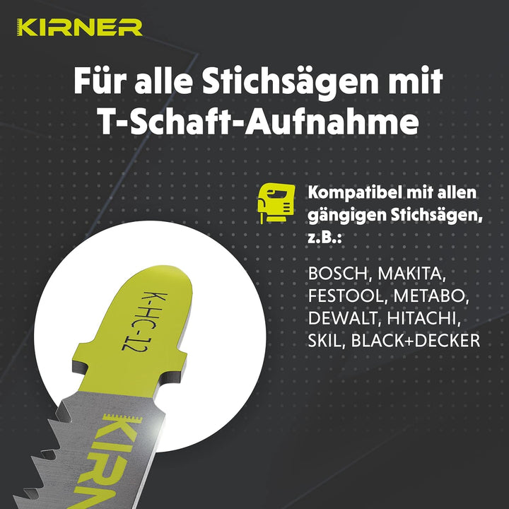 KIRNER Stichsägeblätter Holz 10 Stk [ bis zu 5x mehr Schnitte ] sehr präziser, sauberer Kurvenschnit