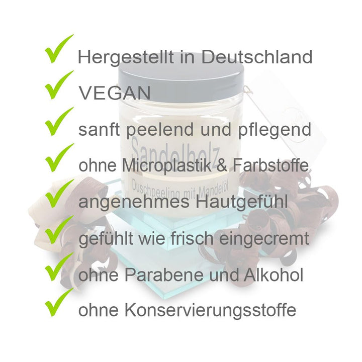 Körperpeeling 320g – vegan – Rich Body Scrub – Duschpeeling – feines Kristallsalz – viel Mandelöl –