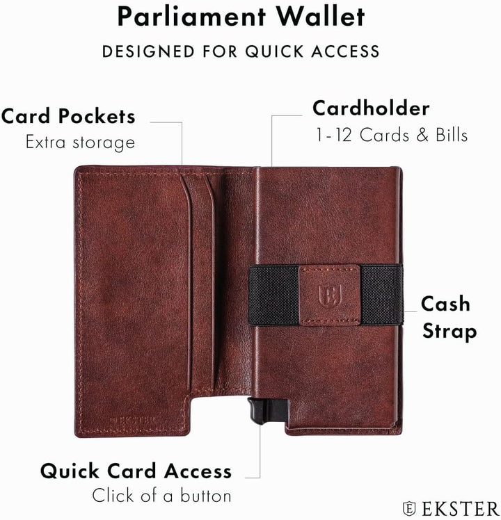 Ekster Parliament Wallet | RFID Schutz Geldbörse für Herren mit Push Button | Quick-Access Slim Wall
