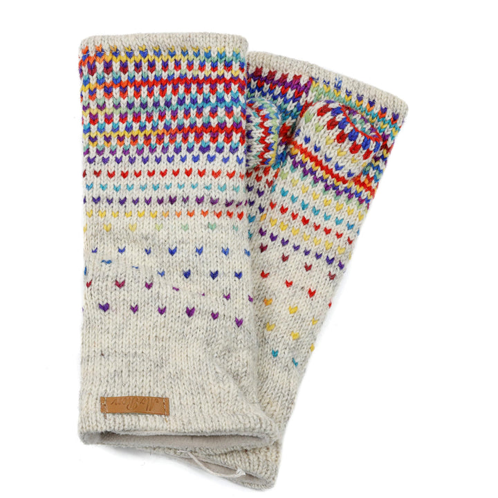 Damen Pulswärmer Armstulpen Modell Ida regenbogen naturhellgrau, regenbogen naturhellgrau