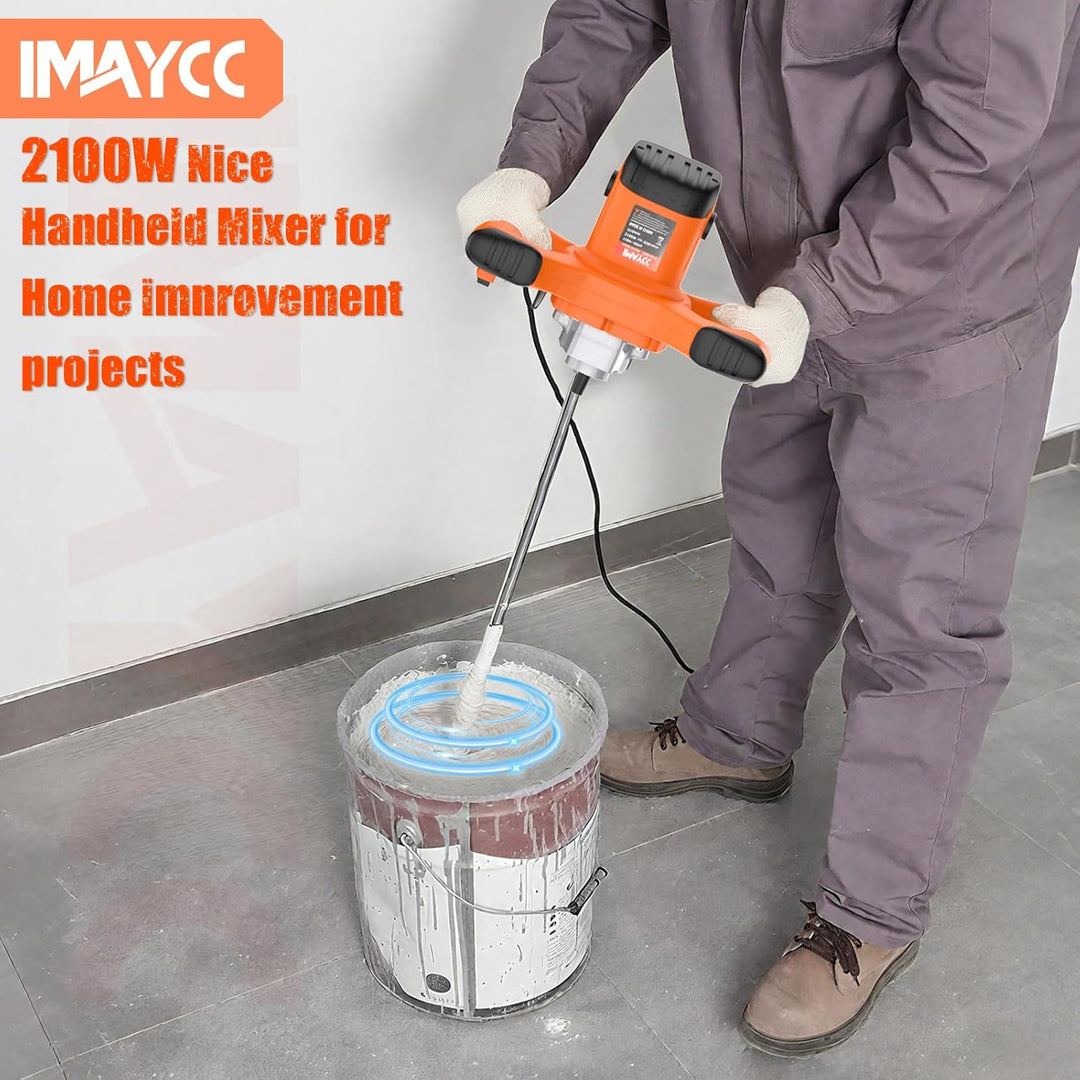 IMAYCC 2100W Rührwerk Mörtelrührer Elektrischer Beton Mischer Mörtelmischer M14 6 Geschwindigkeits R