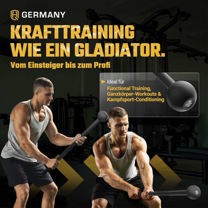 HQ Germany® Macebell [2-10kg] - 100% Stahl, ±200g Gewichtstoleranz - Pulverbeschichtete Mace Bell, G