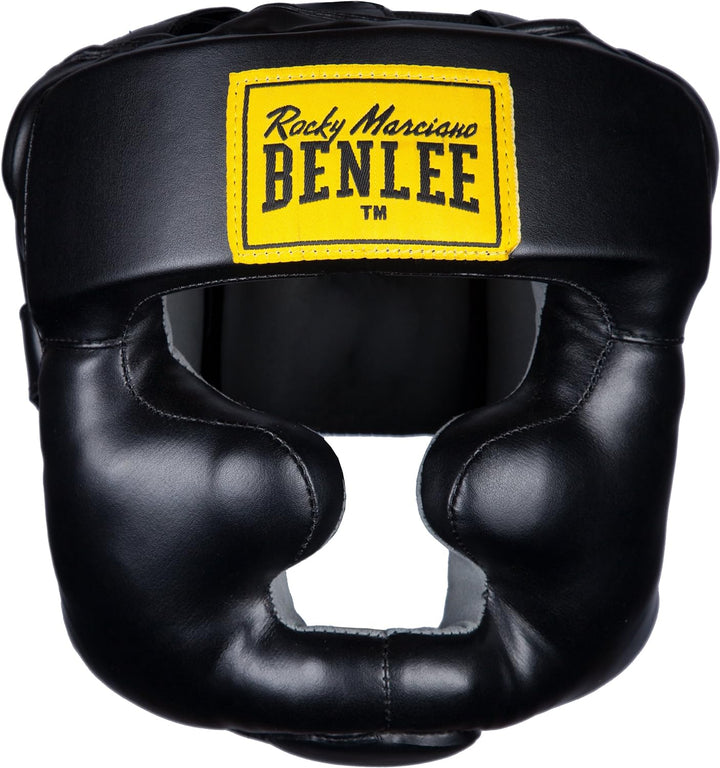 BENLEE Kopfschutz aus Kunstleder Full Protection Schwarz S/M Bundle mit Boxbandagen, Schwarz, 3m, Sc
