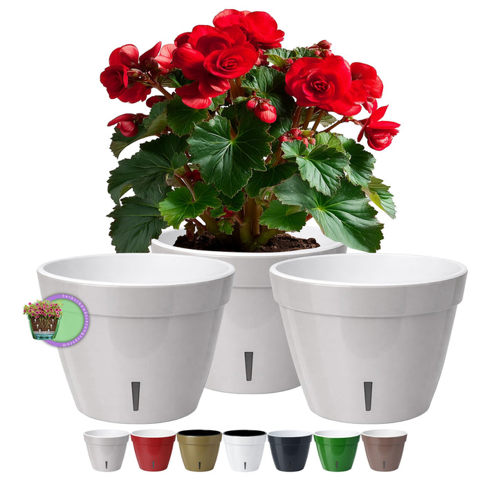 Santino ASTI 3er Set 23CM Selbstwässernder Blumentopf mit Wasserstandsanzeiger - Rund Premium Qualit