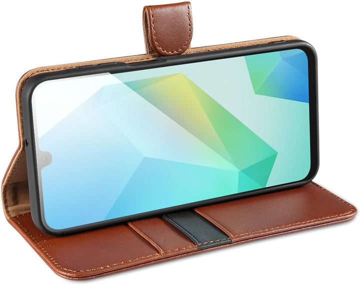LENSUN Echtleder Handyhülle für Samsung Galaxy A16 5G, Echtleder Hülle [RFID Kartenfach][Brieftasche