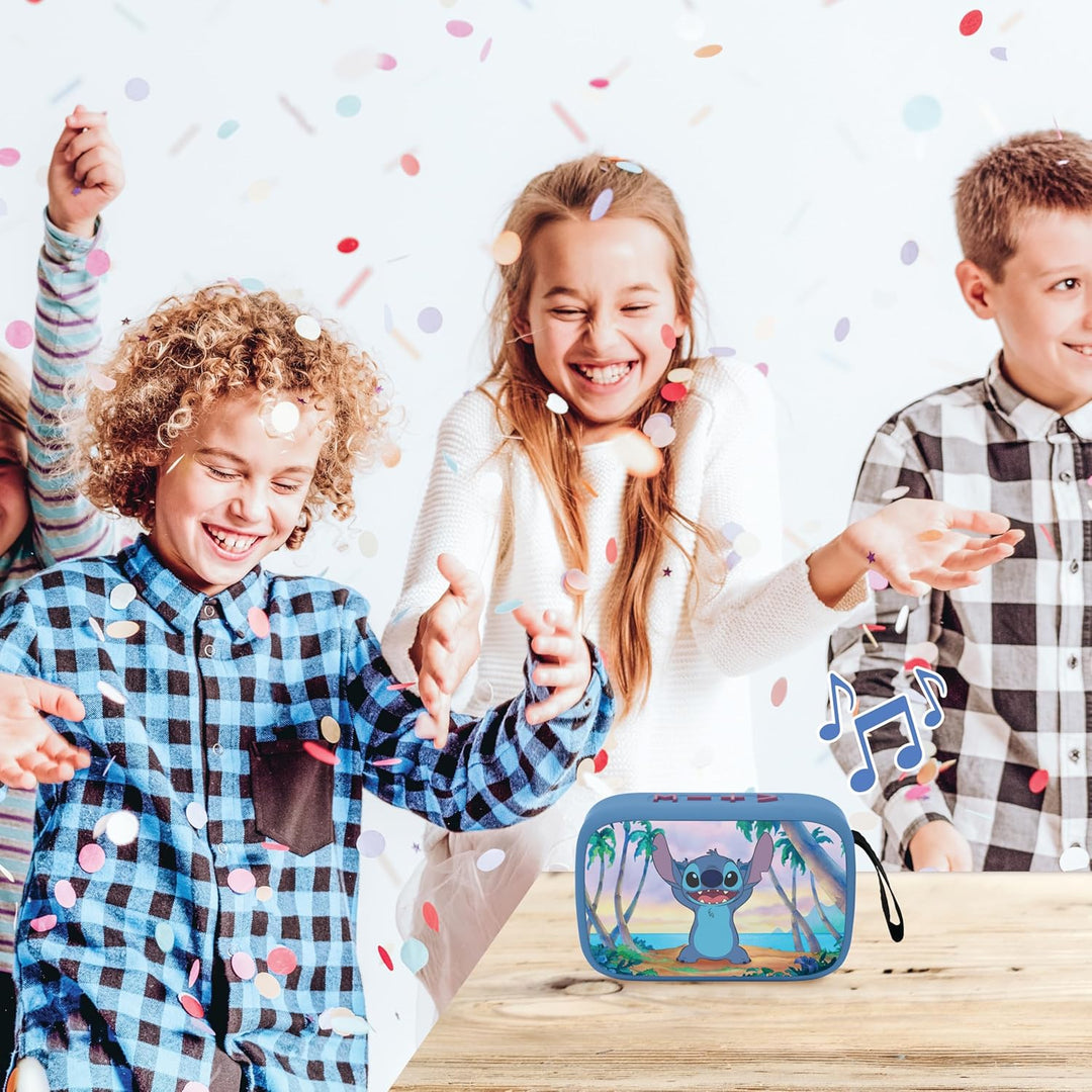 Lexibook, Disney Stitch, Tragbarer Bluetooth-Lautsprecher, kabellos, USB-C, SD/TF-Karte, wiederaufla