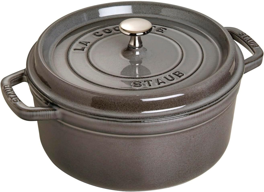 STAUB Gusseisen Bräter/Cocotte, Rund 26 cm, 5 L, Aromaregen Funktion, Für alle Herdarten geeignet, G
