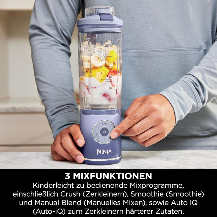 Ninja Blast Max Tragbarer Mixer/Blender/Smoothie Maker, 570 ml, wiederaufladbar, Mixbecher & auslauf