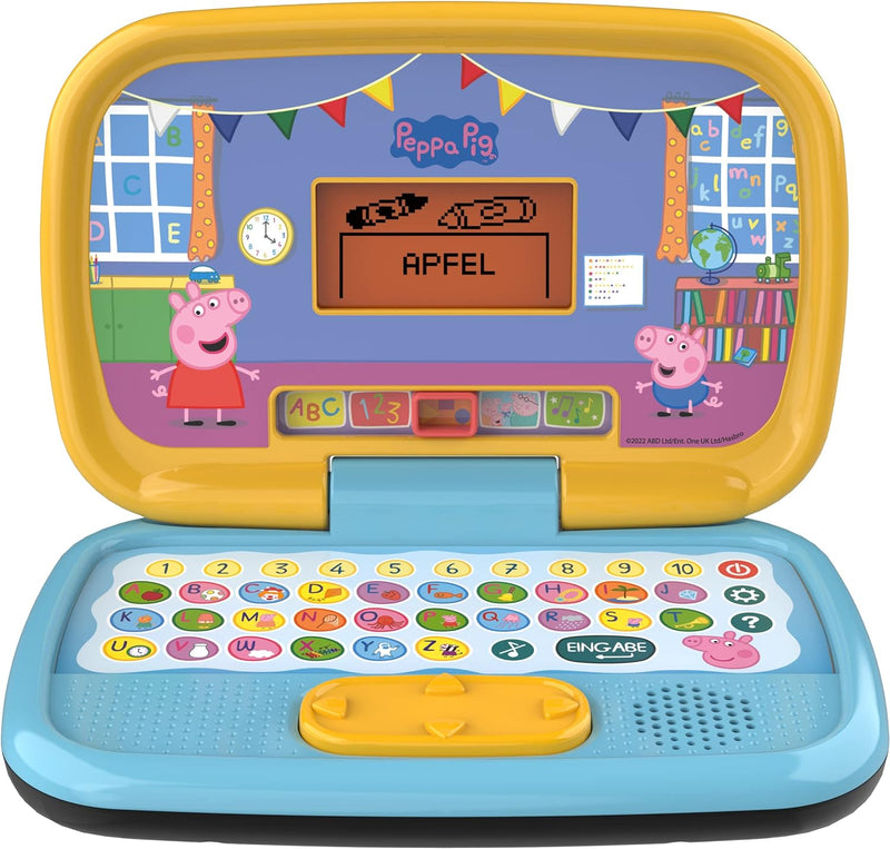 VTech Peppas Lernlaptop – Lerncomputer mit ABC-Tastatur und verschiedenen Lerninhalten mit den Theme