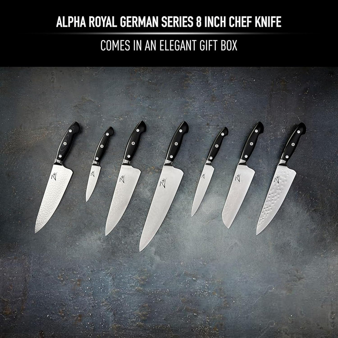 Zelite Damastmesser Set, Scharfes Allzweckmesser, 20,3 cm Küchenmesser, Japanisches Messer für Gastr