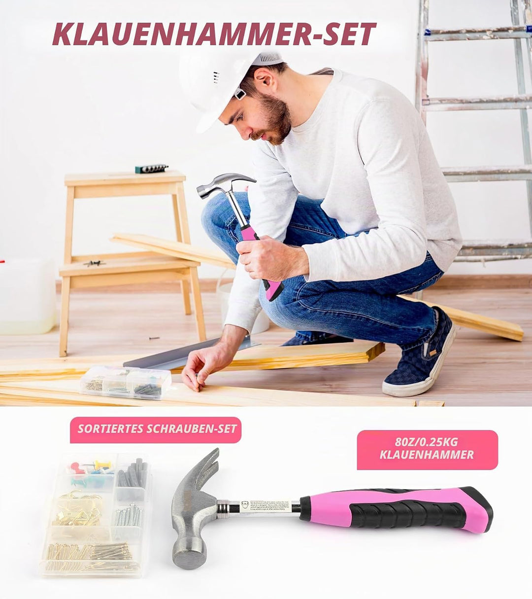 DOWELL Pinkes Werkzeugset für Damen, Mädchen, Damen, Haushaltswerkzeug-Set mit 35,6 cm Werkzeugtasch