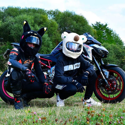 FunnyRiders Stoff-Cover für Motorradhelm - Lustiger Helm-Überzug, toller Hingucker - Zubehör für Mot