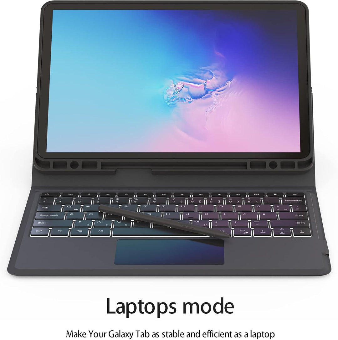 ROOFEI Folio Tastatur Hülle für Samsung Galaxy Tab S7 FE /S8 Plus/S7 Plus 12,4 Zoll - Kabellose Deut
