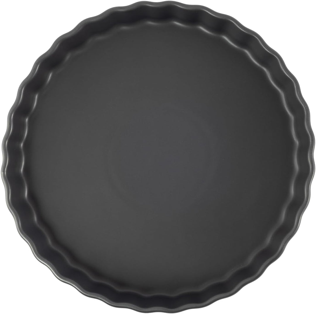Quicheform Keramik 28 cm – Tarteform rund mit Antihaftbeschichtung und hohem Rand, Obstkuchenform, k
