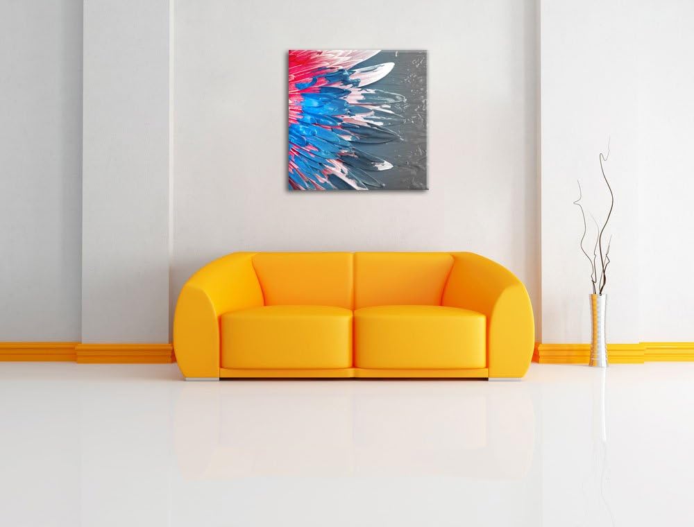 Pixxprint Bunte Blumenkunst als Leinwandbild Quadratisch/Grösse: 70x70 / Wandbild/Kunstdruck/fertig