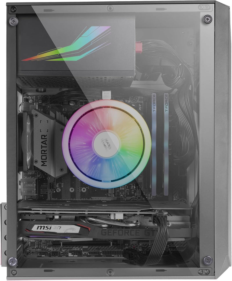 Mars Gaming MC-S1, Gehäuse PC Micro-ATX Ultra-Kompakt, 12-Mode ARGB Frontbeleuchtung, FRGB Lüfter, F