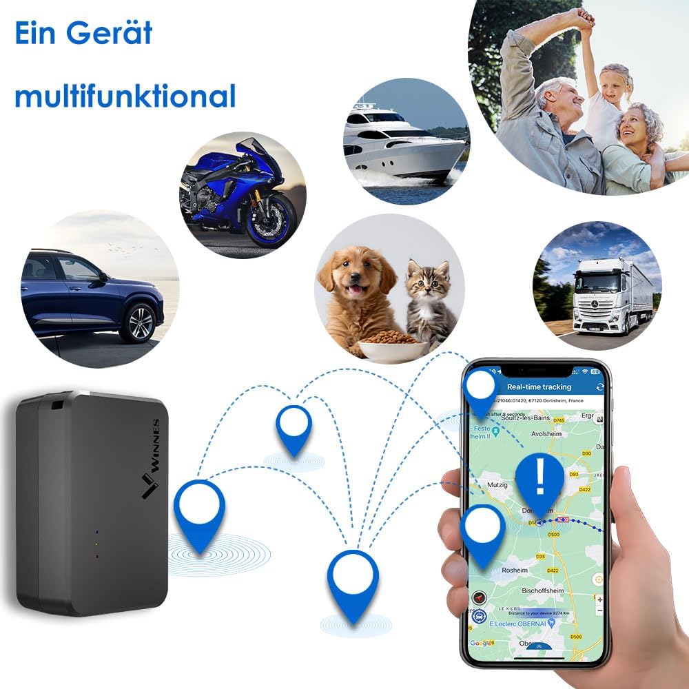 TKMARS 4G Mini-GPS-Tracker GPS Tracker mit SIM Karte mit Mehreren Alarmen,Langer Lebensdauer,Stark M