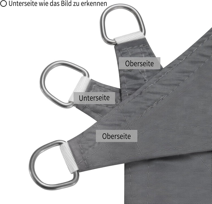 WOLTU Sonnensegel Rechteck 3x4m Grau wasserabweisend Sonnenschutz Polyester Windschutz mit UV Schutz