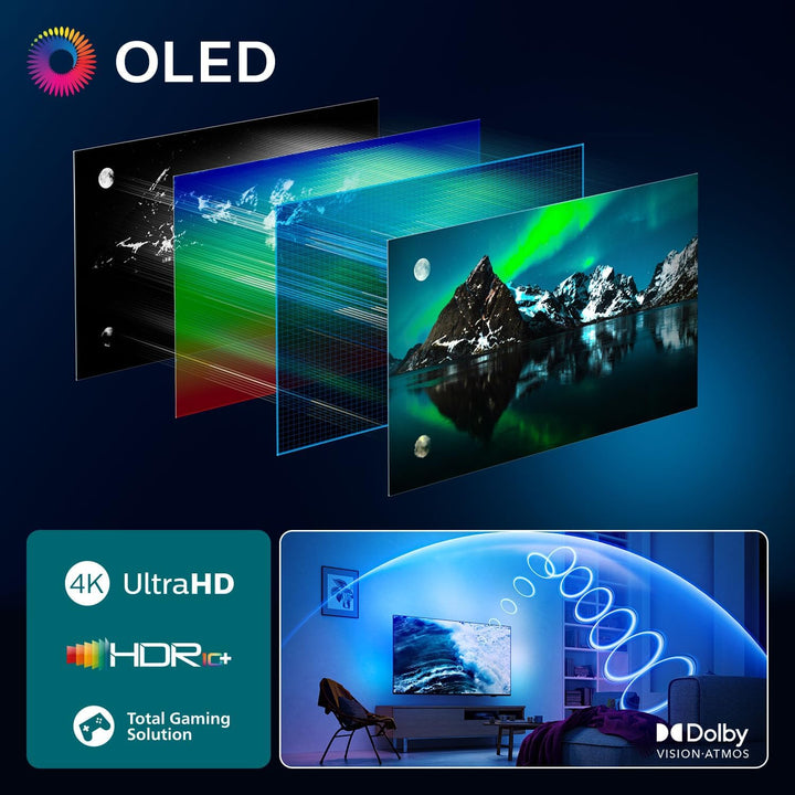 PHILIPS Ambilight 48OLED810 4K OLED Smart TV - 48 Zoll Display mit P5 AI Perfect Picture Engine Ultr