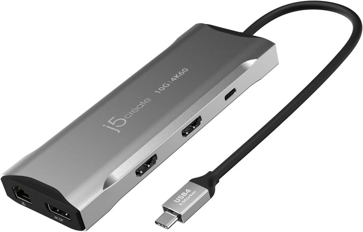 j5create USB C 4K Triple Display Hub - 4K HDMI x2, 4K DP, 2 USB-A und USB-C 10Gbps, PD 100W, Etherne