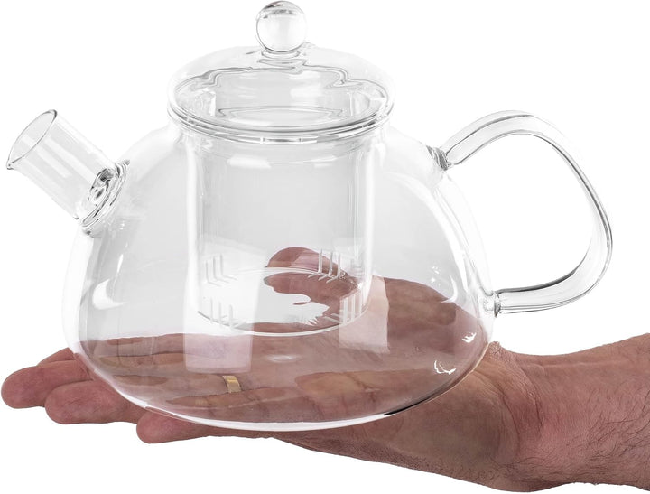 KADAX Teekanne aus Glas 1.3L, hitzebeständig, Glaskanne mit Siebeinsatz für losen Tee, Glasteekanne