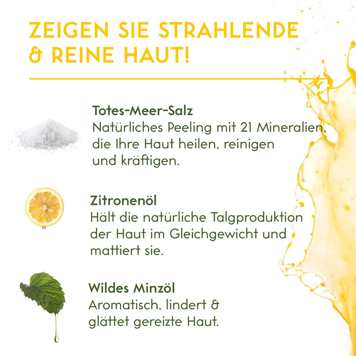 Ultra Körperpeeling Body Scrub Lemon Mint 510g - Natürliches Körperpeeling mit Totem Meer Salz - Feu