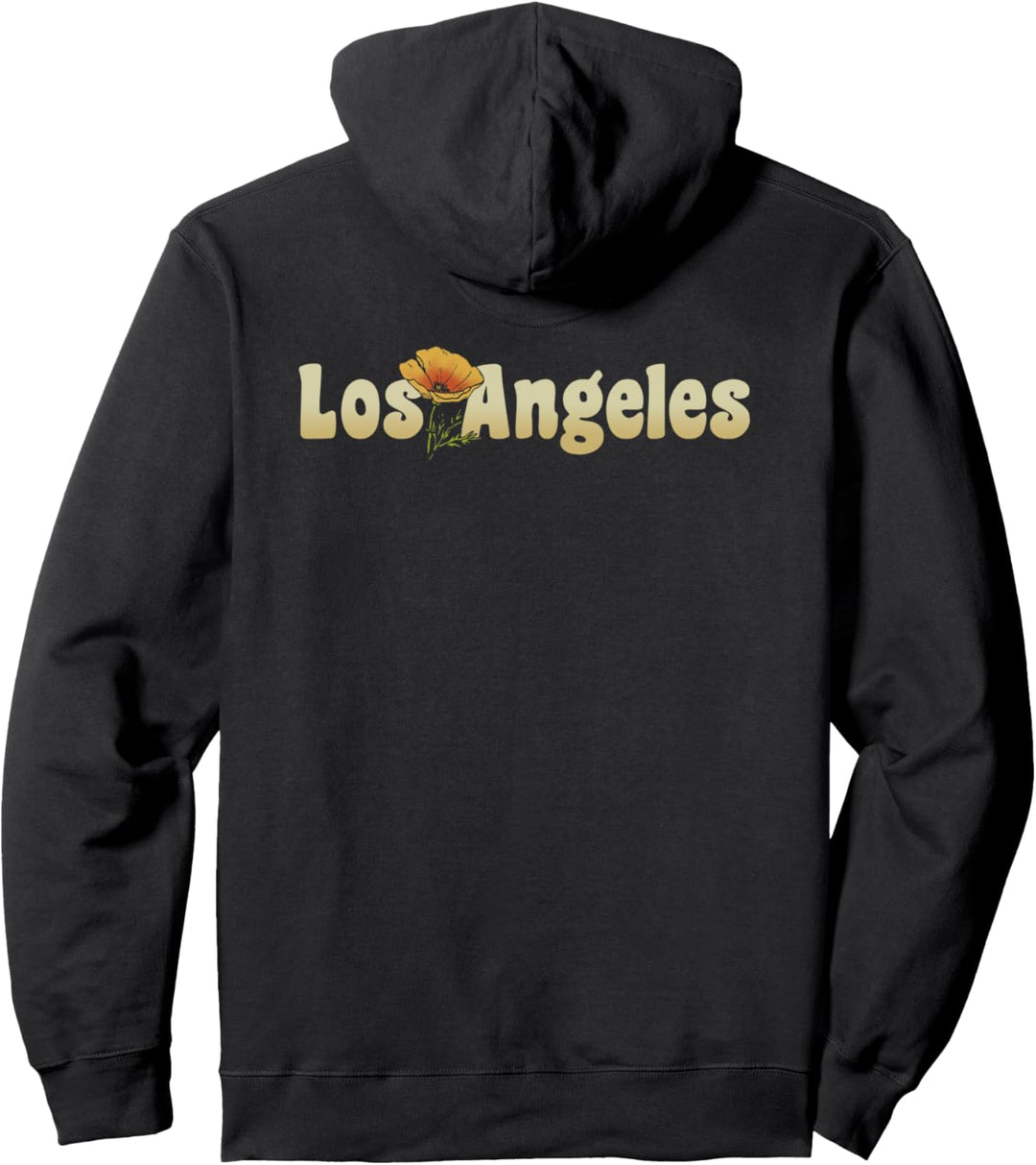 Trendy Simple Poppy Los Angeles Front & Back Pullover Hoodie