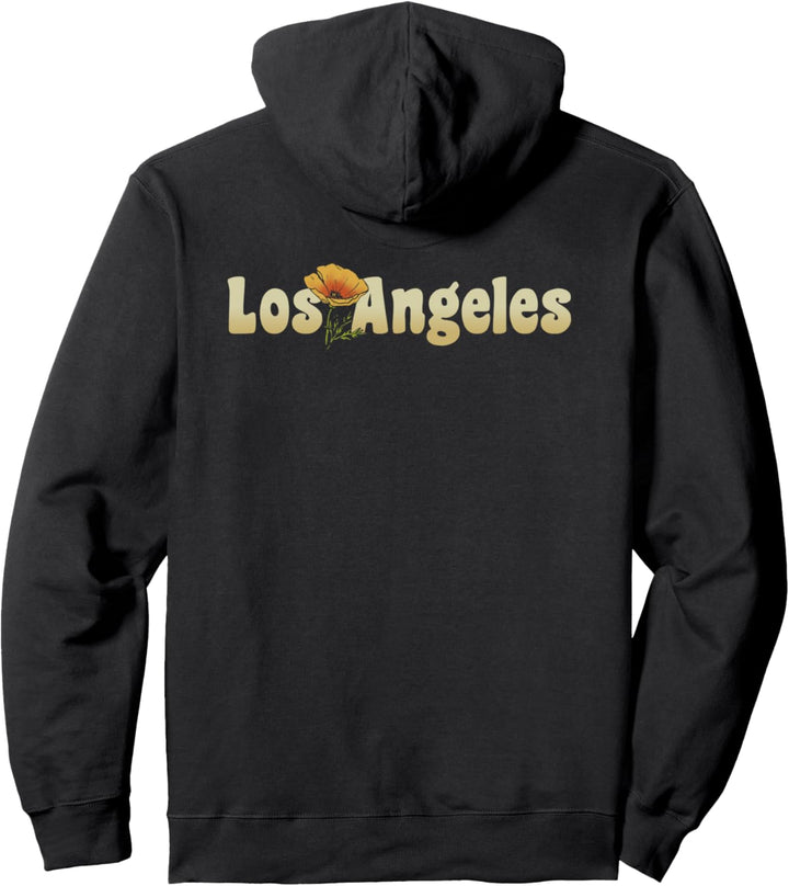 Trendy Simple Poppy Los Angeles Front & Back Pullover Hoodie