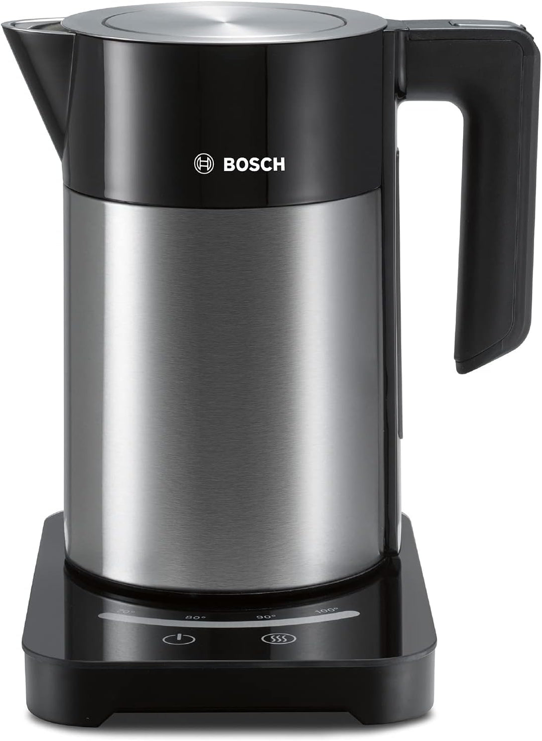 Bosch TWK7203 kabelloser Wasserkocher, Abschaltautomatik, 1,7 L, 2200 W, schwarz & Krups KH442D Cont